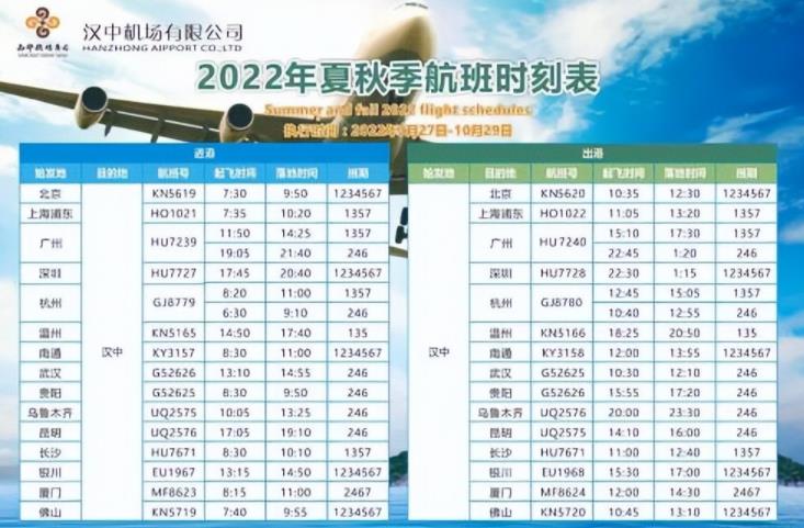 汉中新开直飞贵阳、武汉航线，具体航班时间公布插图3