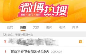 热搜第一!“建议将春节假期延长至9天”缩略图 热搜第一!“建议将春节假期延长至9天”缩略图