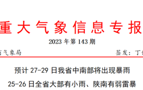 预计27-29日 我省中南部将出现暴雨缩略图