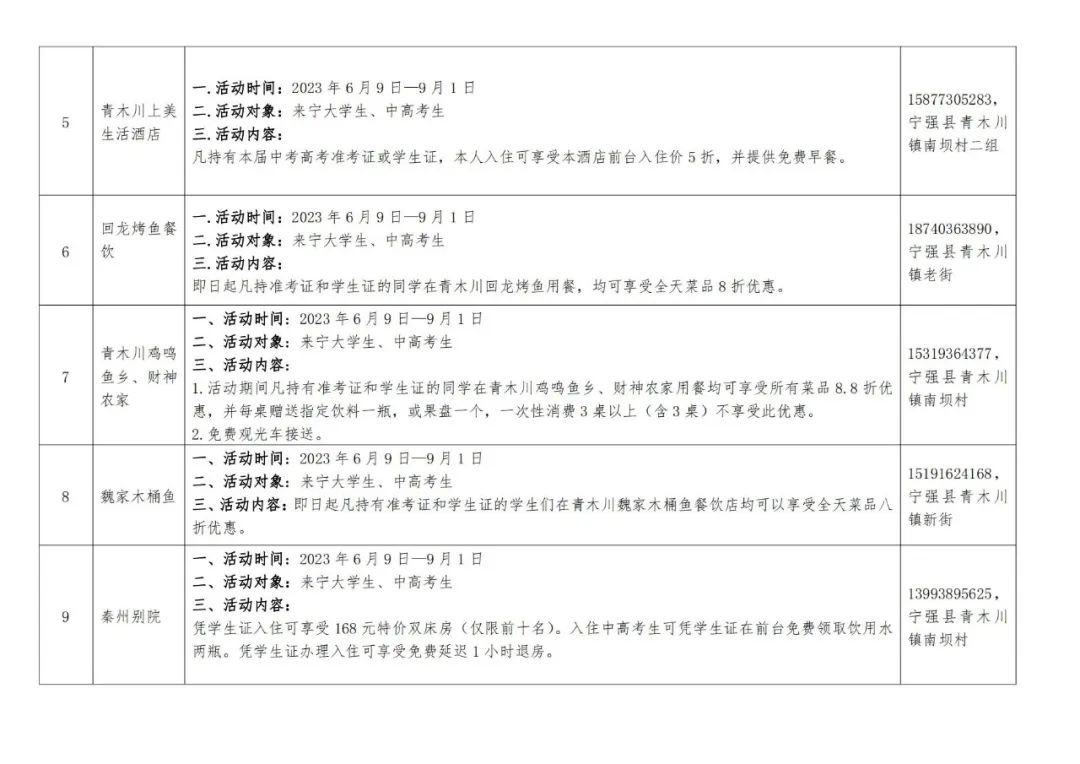 莘莘学子 宁强等你——宁强暑期文旅优惠活动来啦！免费、半价、打折！插图10