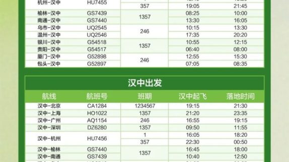 汉中⇌广州航班时刻优化调整！缩略图